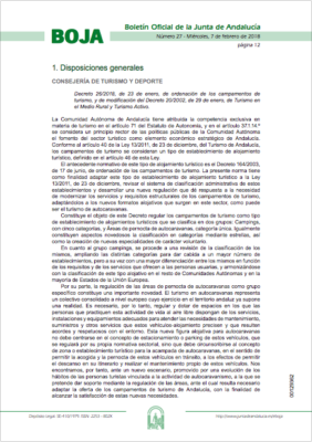 Decreto 26/2018, de ordenación de los campamentos de turismo, y modificación del 20/2002