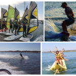 Collage de prácticas acuáticas con Escuela Internacional de Vela