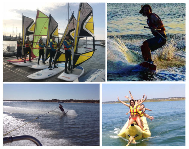 Collage de prácticas acuáticas con Escuela Internacional de Vela