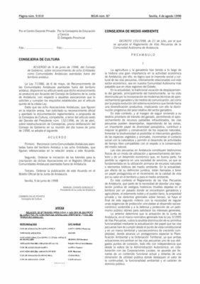 DECRETO 155/1998, de 21 de julio, por el que
se aprueba el Reglamento de Vías Pecuarias de la
Comunidad Autónoma de Andalucía.