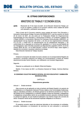 Convenio colectivo marco estatal del sector Ocio Educativo y 
Animación Sociocultural